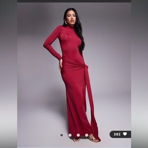 Bardot Alix Tie Front Burgandy maxi dress
